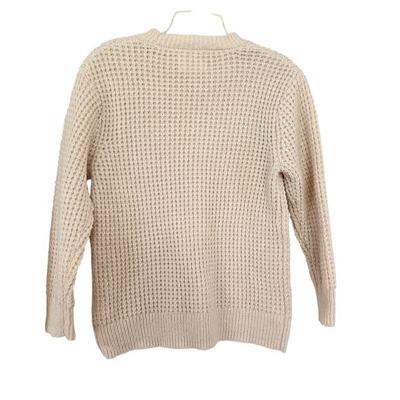 Zara Boys Ecru Waffle Knit Crewneck Sweater - Size 9-10 - Picture 4 of 6